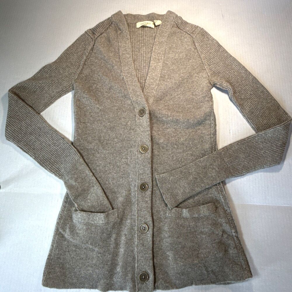 Inhabit 100% Cashmere Button Lightweight Cardigan Sweater Med* Oatmeal $178